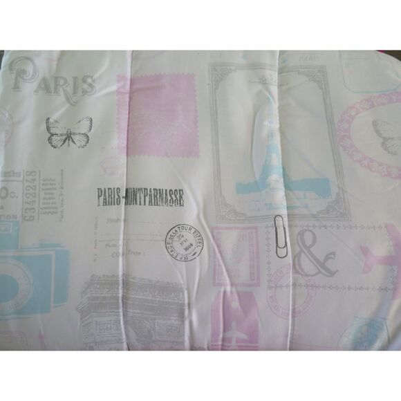 Chloe & Bella TWIN 3 Piece Comforter Set Paris Eiffel Tower Bicycle Pink Blue - Picture 12 of 12
